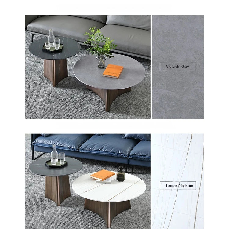 Elegant Sintered Stone Coffee Table Set - Modern Round Design for Living Room Decor hldjj-3023