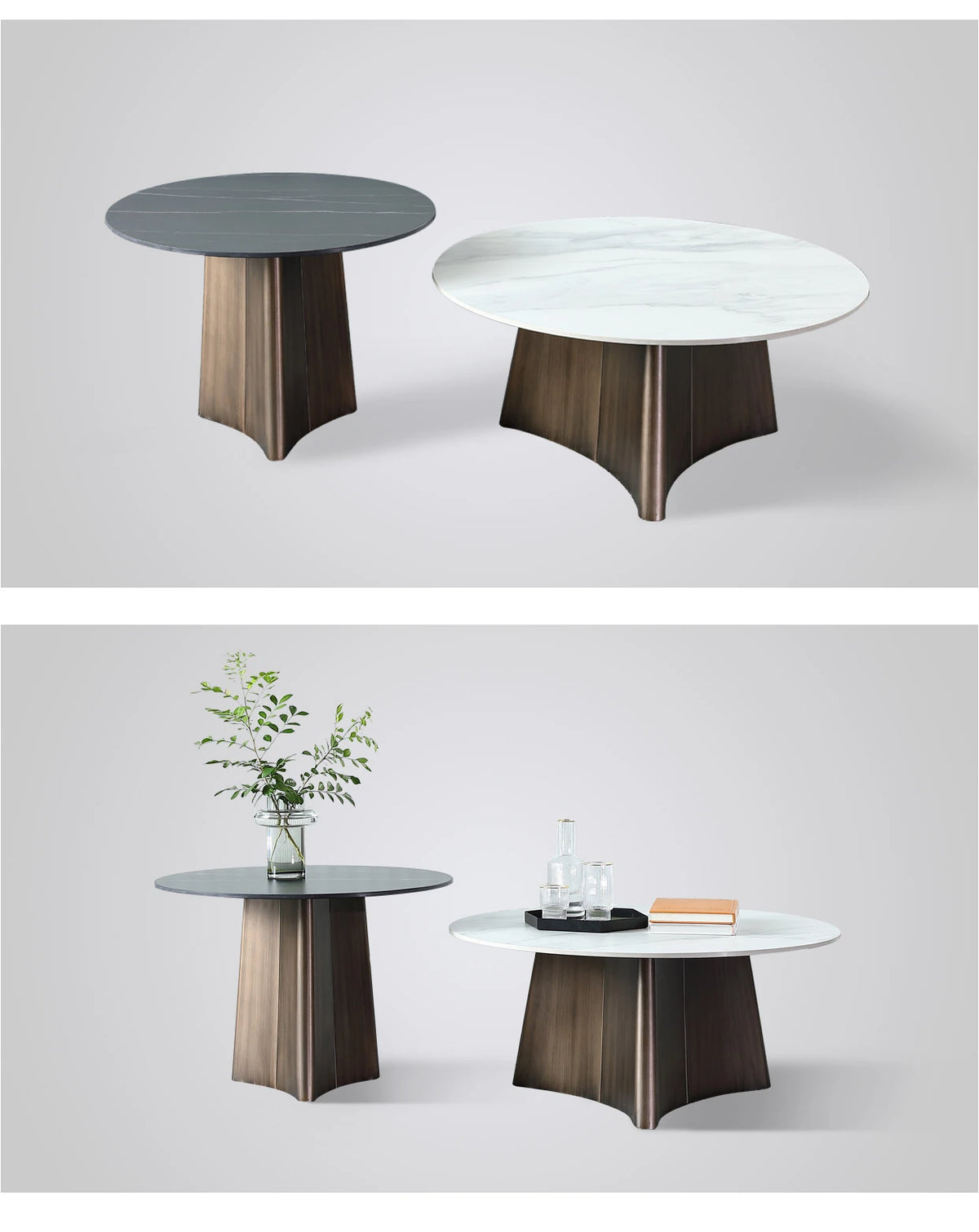 Elegant Sintered Stone Coffee Table Set - Modern Round Design for Living Room Decor hldjj-3023