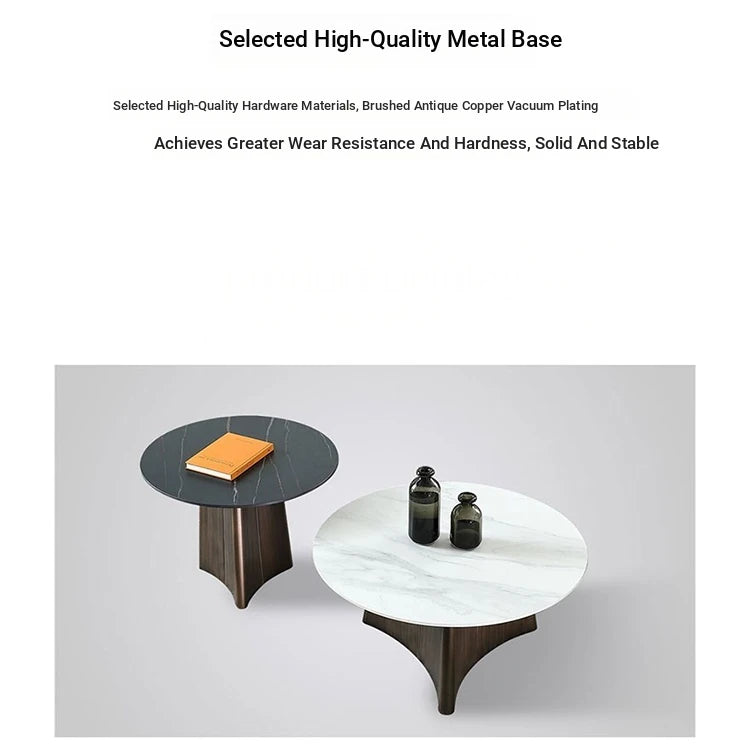 Elegant Sintered Stone Coffee Table Set - Modern Round Design for Living Room Decor hldjj-3023