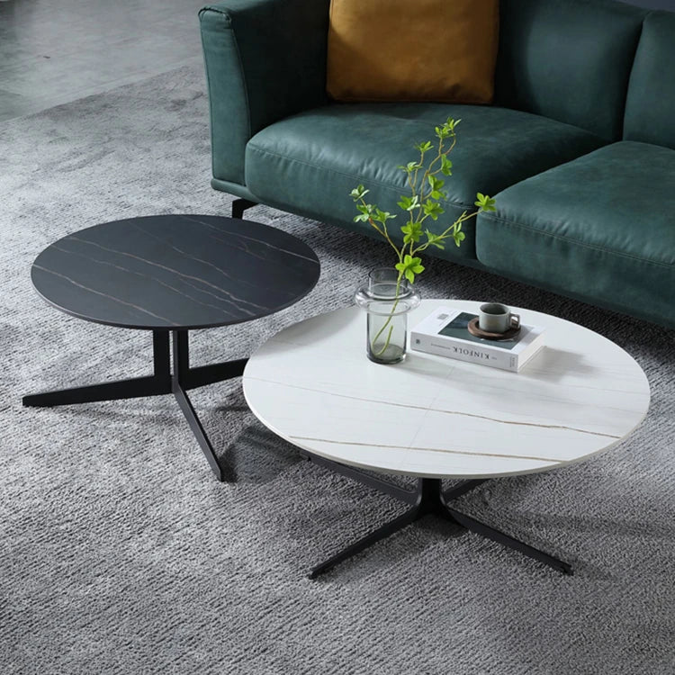 Modern Sintered Stone Coffee Table Set - Elegant Round Design for Contemporary Living Rooms hldjj-3024