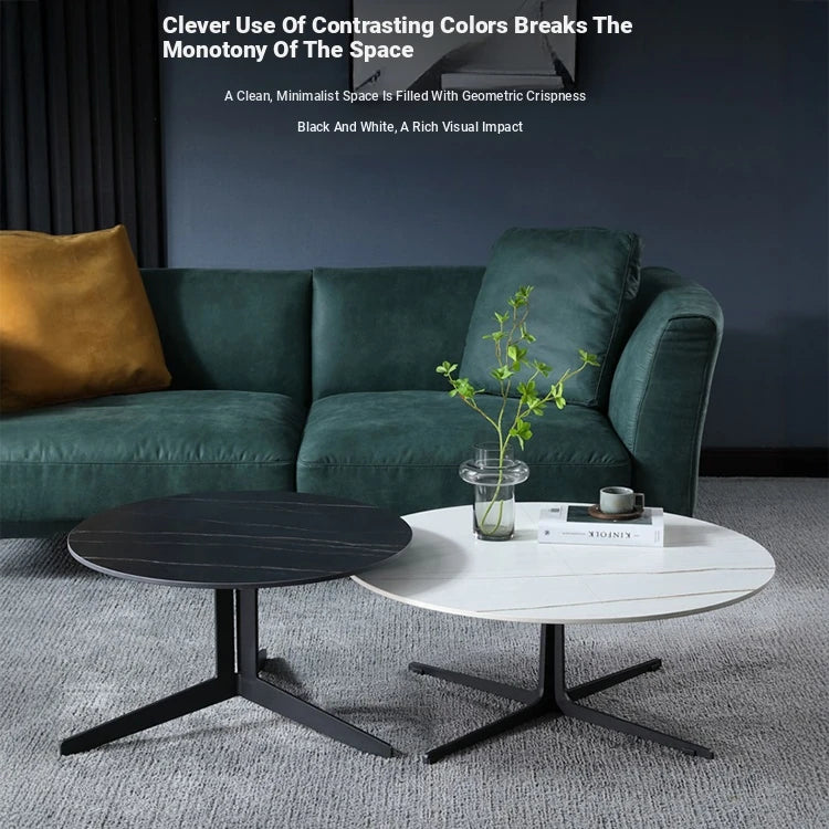 Modern Sintered Stone Coffee Table Set - Elegant Round Design for Contemporary Living Rooms hldjj-3024
