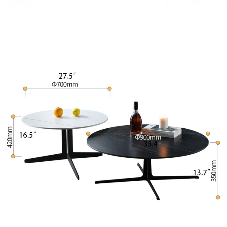 Modern Sintered Stone Coffee Table Set - Elegant Round Design for Contemporary Living Rooms hldjj-3024