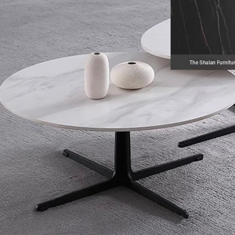 Modern Oval Coffee Table with Sintered Stone Top - Stylish and Chic Living Room Furniture hldjj-3025