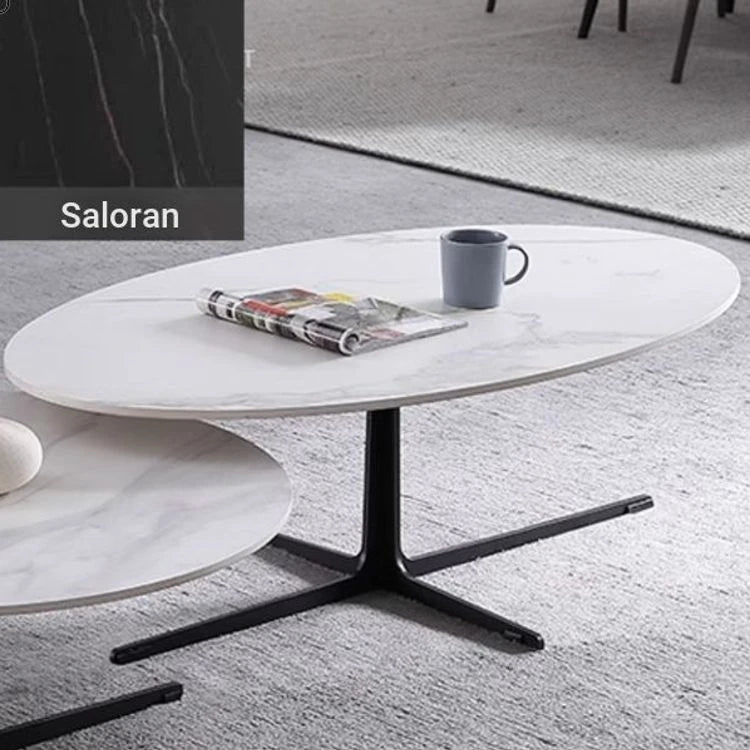 Modern Oval Coffee Table with Sintered Stone Top - Stylish and Chic Living Room Furniture hldjj-3025