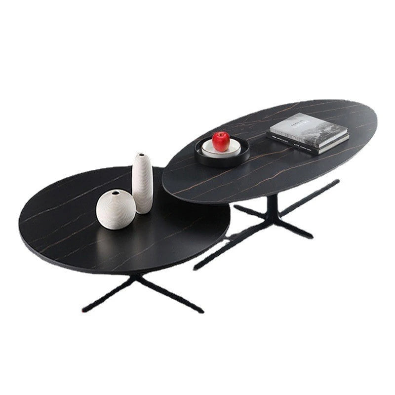 Modern Oval Coffee Table with Sintered Stone Top - Stylish and Chic Living Room Furniture hldjj-3025