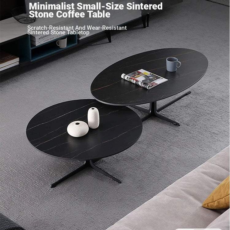 Modern Oval Coffee Table with Sintered Stone Top - Stylish and Chic Living Room Furniture hldjj-3025