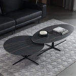 Modern Oval Coffee Table with Sintered Stone Top - Stylish and Chic Living Room Furniture hldjj-3025