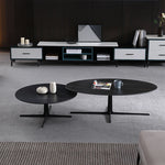 Modern Oval Coffee Table with Sintered Stone Top - Stylish and Chic Living Room Furniture hldjj-3025