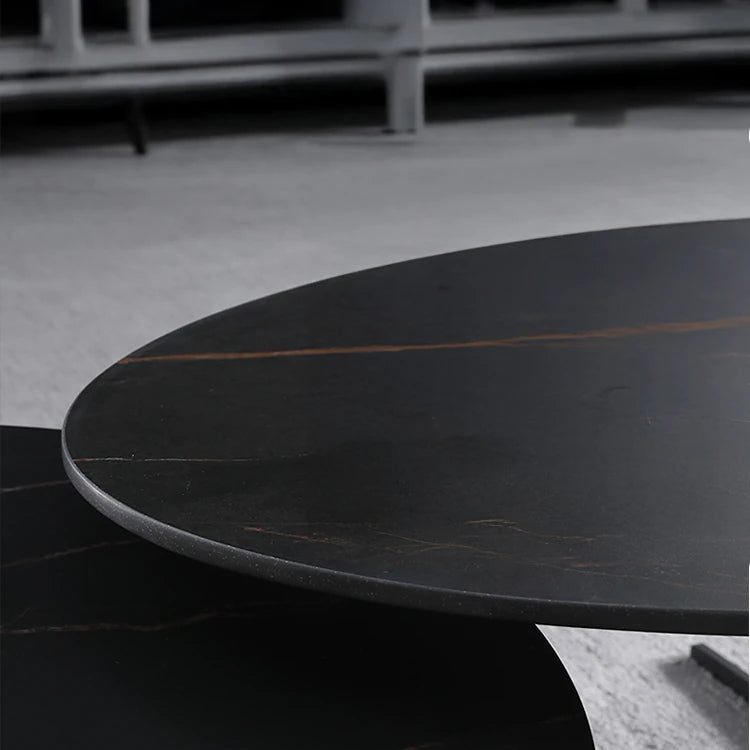 Modern Oval Coffee Table with Sintered Stone Top - Stylish and Chic Living Room Furniture hldjj-3025