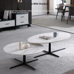 Modern Oval Coffee Table with Sintered Stone Top - Stylish and Chic Living Room Furniture hldjj-3025