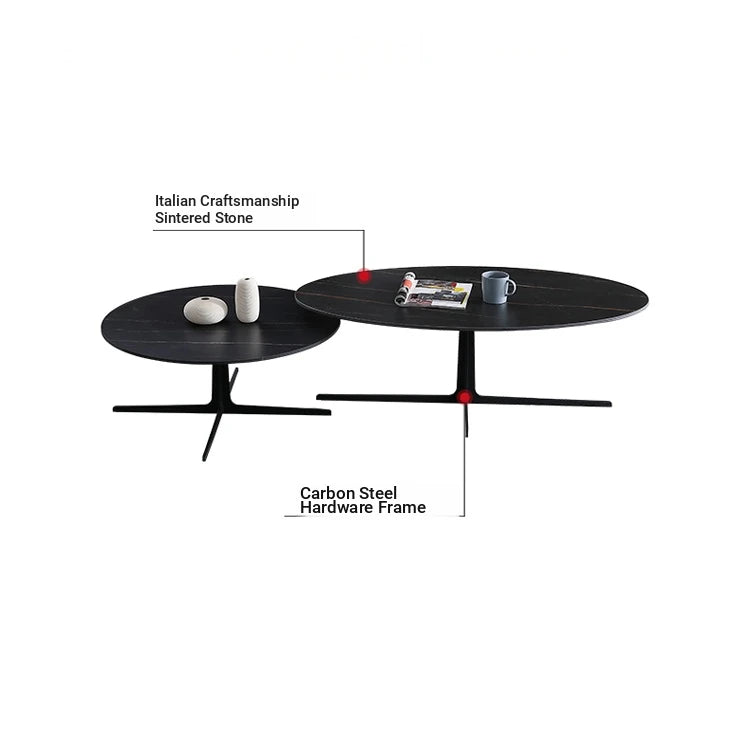 Modern Oval Coffee Table with Sintered Stone Top - Stylish and Chic Living Room Furniture hldjj-3025