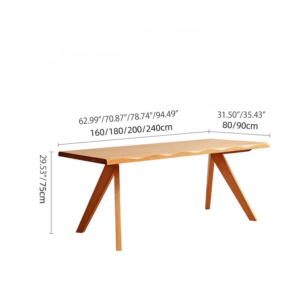 Premium Cherry Wood Natural Finish Table - Elegant Wooden Furniture hldmz-706