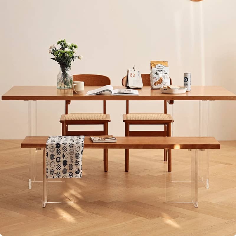 Stunning Natural Cherry Wood Table with Sleek Acrylic Accents - Perfect for Modern Homes hldmz-707