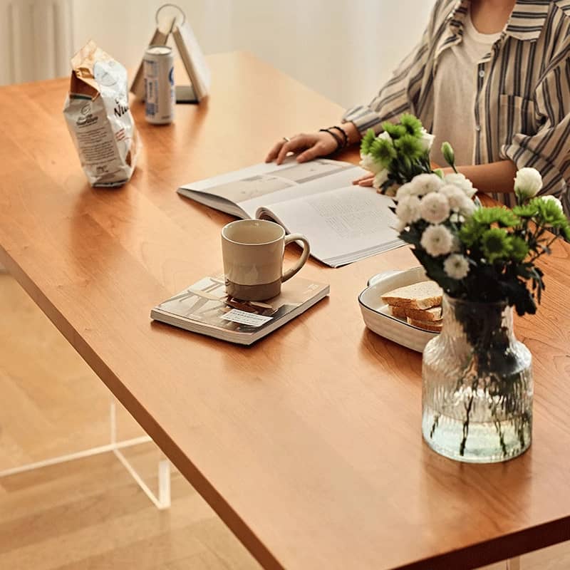 Stunning Natural Cherry Wood Table with Sleek Acrylic Accents - Perfect for Modern Homes hldmz-707