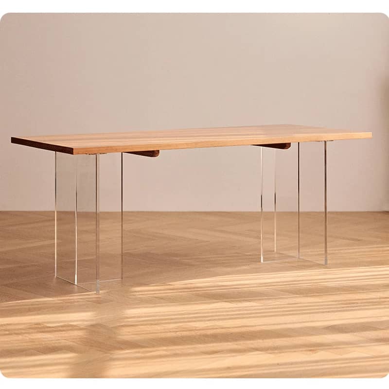 Stunning Natural Cherry Wood Table with Sleek Acrylic Accents - Perfect for Modern Homes hldmz-707