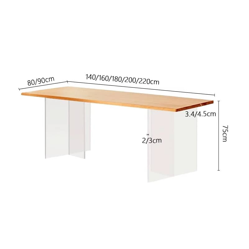 Stunning Natural Cherry Wood Table with Sleek Acrylic Accents - Perfect for Modern Homes hldmz-707