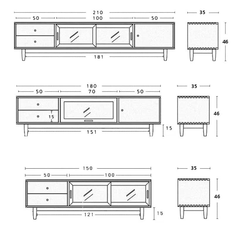 Stylish TV Cabinet - Natural Cherry Wood, Beech, Metal, and Glass Finish hldmz-727