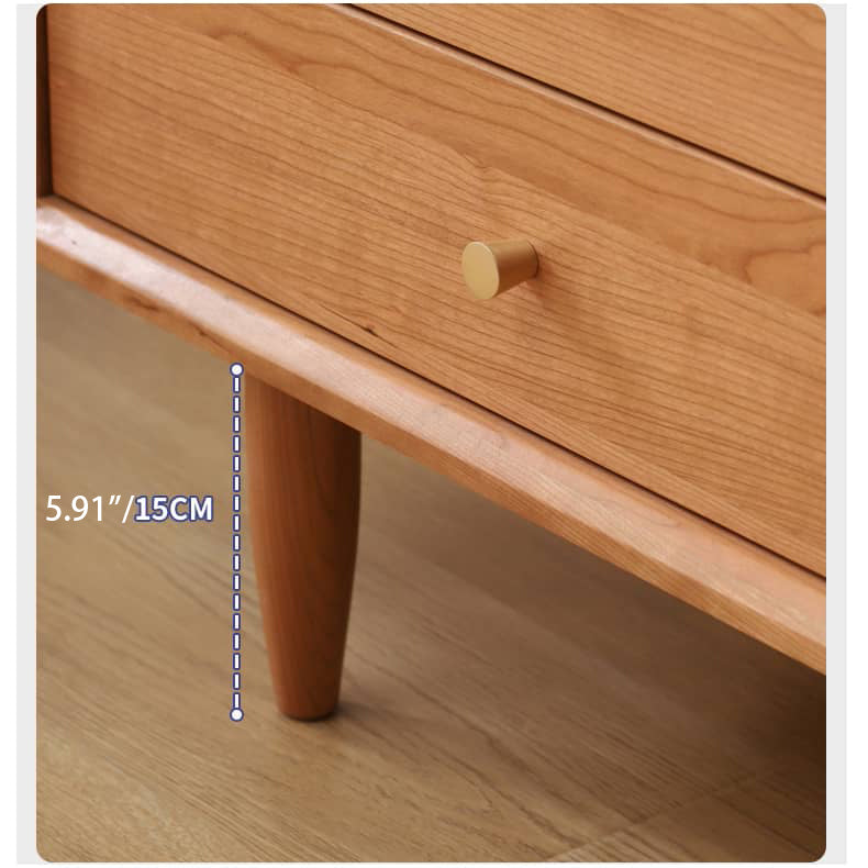 Elegant Natural Cherry Wood TV Cabinet with Copper and Glass Accents - Premium Quality Plywood Design hldmz-728