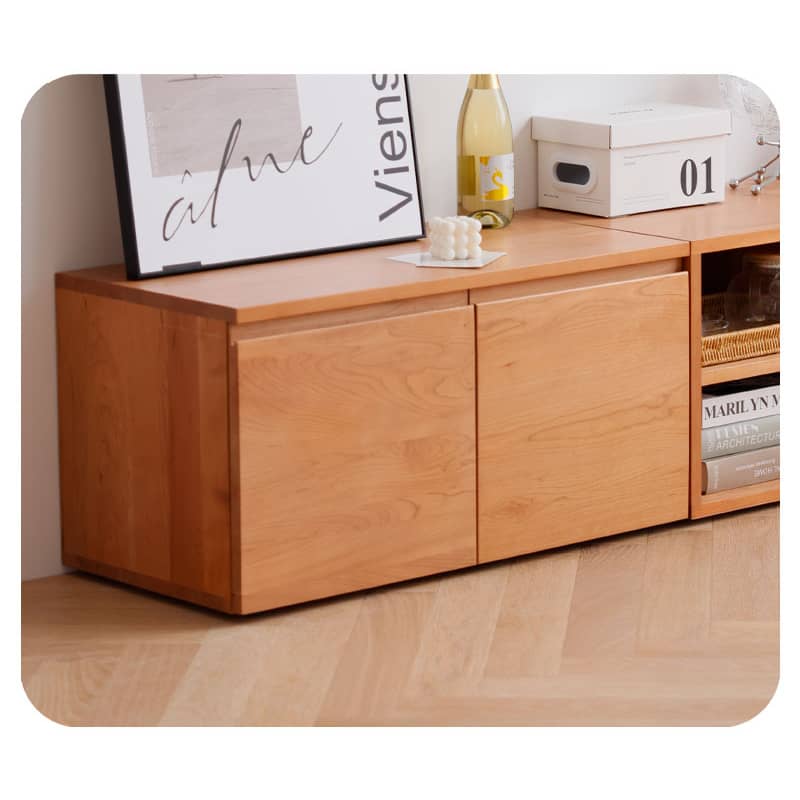 Elegant Cherry Wood Cabinet with Plywood and Glass Accents - Stylish Storage Solution hldmz-729