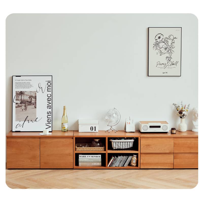 Elegant Cherry Wood Cabinet with Plywood and Glass Accents - Stylish Storage Solution hldmz-729