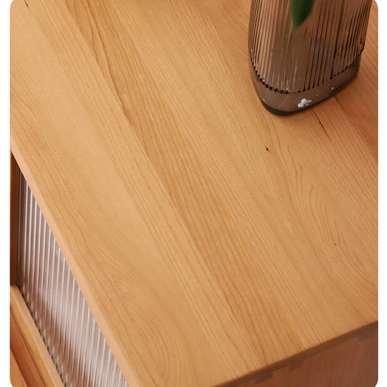 Elegant Cherry Wood Glass Cabinet - Natural Wood Finish hldmz-731