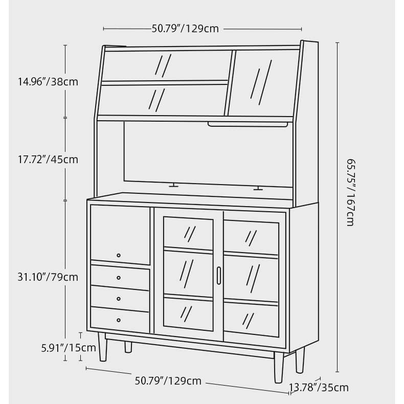 Stunning Cherry Wood Cabinet with Elegant Glass Doors - Natural Finish hldmz-734