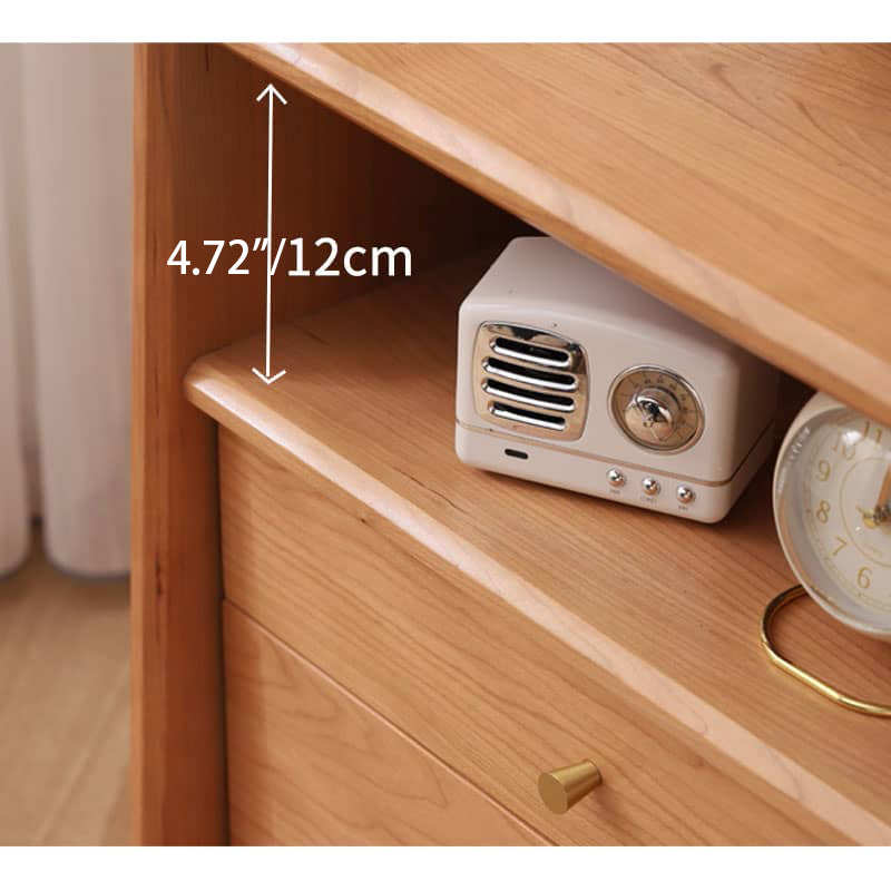Elegant Cherry Wood Bedside Cupboard with Copper Accents for Sophisticated Bedroom Decor hldmz-735