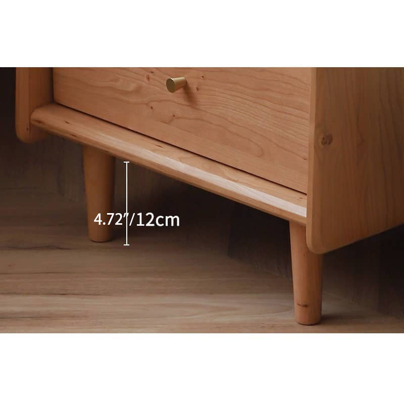 Elegant Cherry Wood Bedside Cupboard with Copper Accents for Sophisticated Bedroom Decor hldmz-735