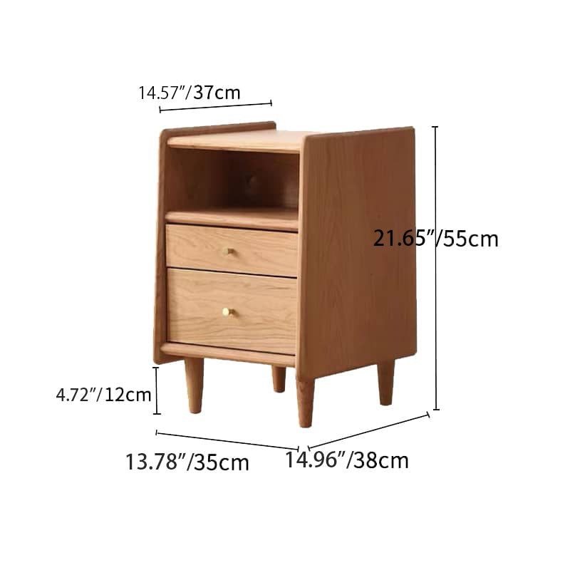 Elegant Cherry Wood Bedside Cupboard with Copper Accents for Sophisticated Bedroom Decor hldmz-735