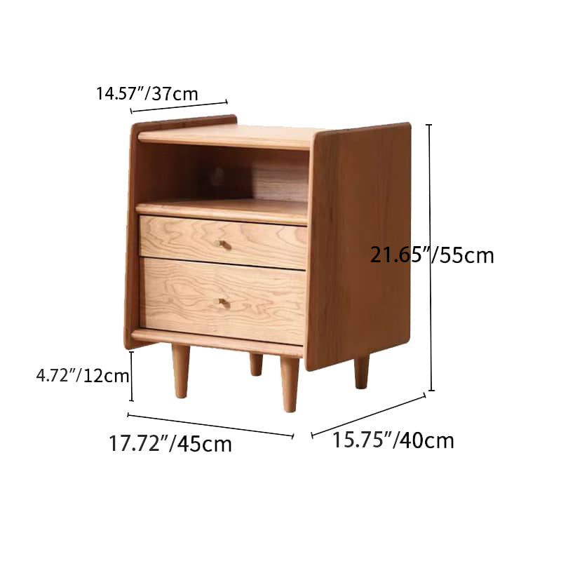 Elegant Cherry Wood Bedside Cupboard with Copper Accents for Sophisticated Bedroom Decor hldmz-735