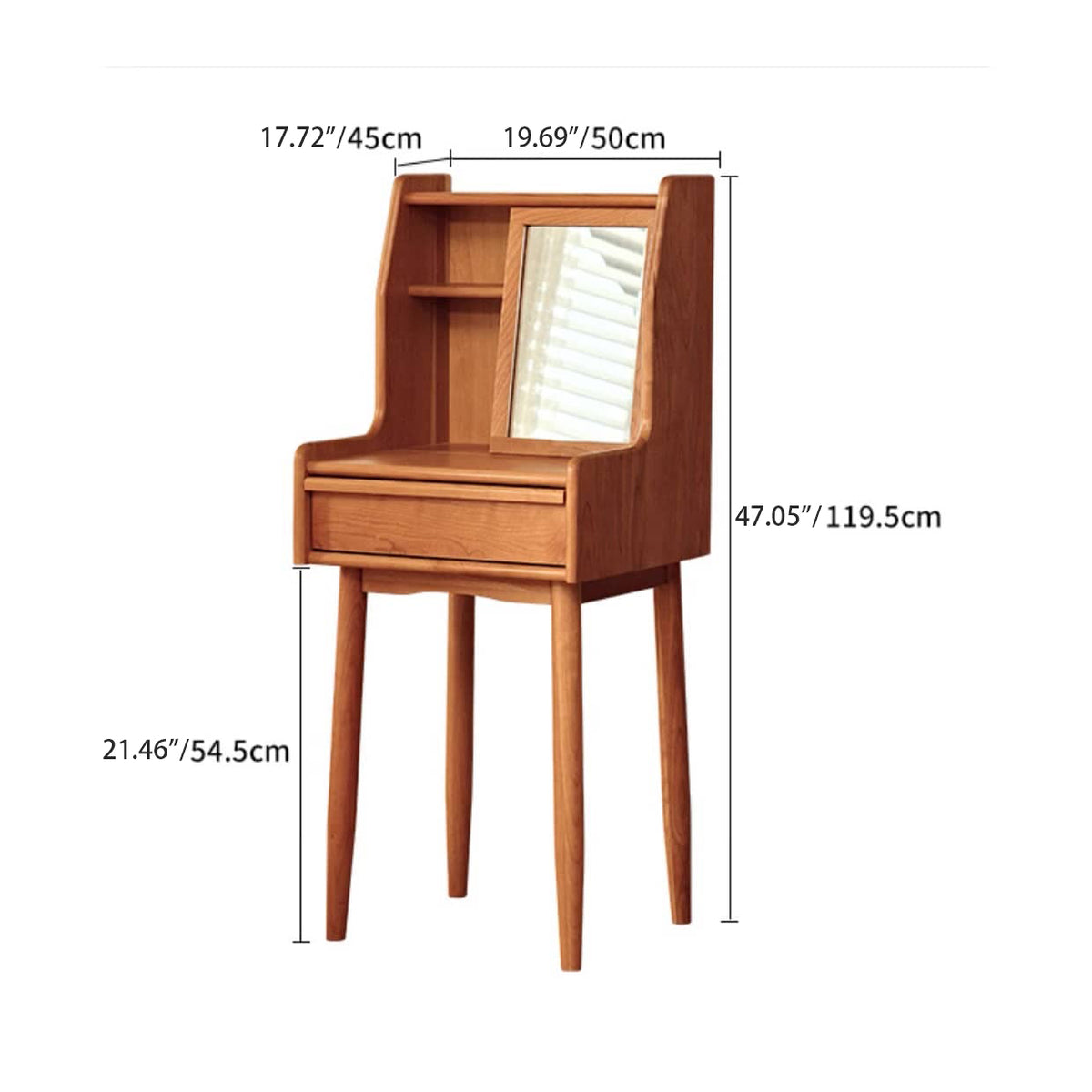 Elegant Cherry Wood Makeup Table with Plywood and Glass Features hldmz-737