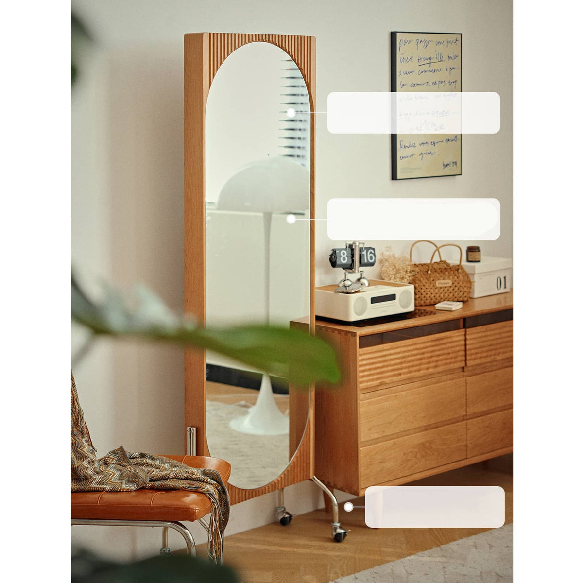 Elegant Cherry Wood Storage Rack with Glass Acrylic Accents – Durable & Stylish Organizer hldmz-738