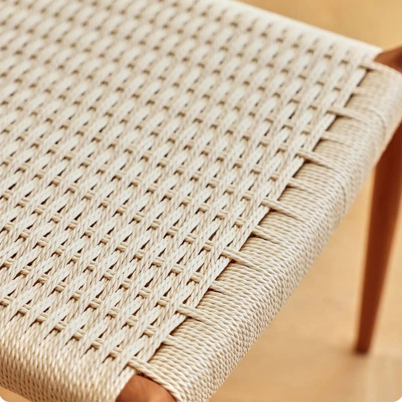 Natural Cherry Wood Dining Chair with Handwoven Kraft Paper Rope Seat hldmz-739