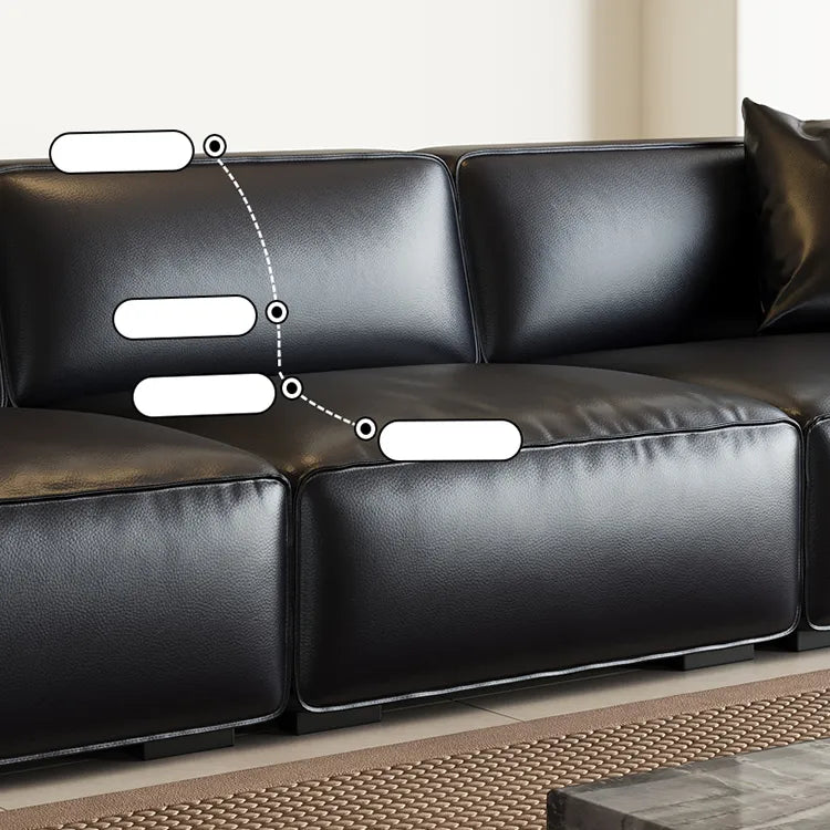 Luxury Black Leather Ottoman Sofa - Premium Pine Wood & Feather Filling hlkwd-4096