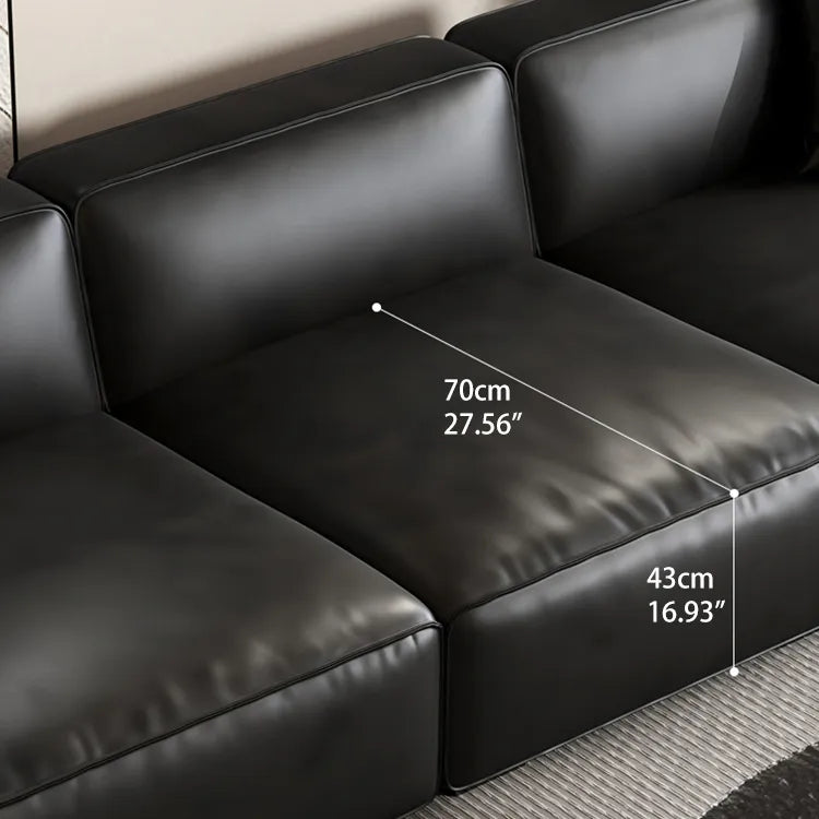 Luxury Black Leather Ottoman Sofa - Premium Pine Wood & Feather Filling hlkwd-4096