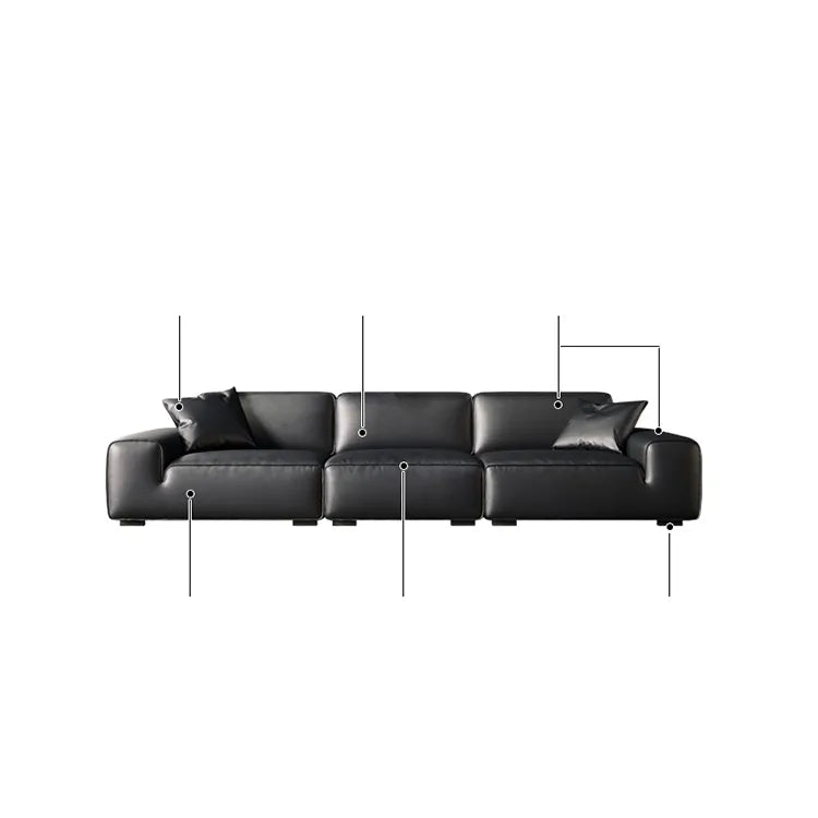 Luxury Black Leather Ottoman Sofa - Premium Pine Wood & Feather Filling hlkwd-4096