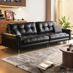 Luxurious Black Leather Ottoman Sofa with Pine White Goose Down Feather Filling hlkwd-4097