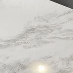 Modern Ash Wood Dining Table with Marble Top – Elegant Multi-Layer Board Design hlkwd-4098