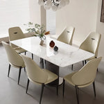 Modern Ceramic Sintered Stone Dining Table with Stainless Steel Base - Elegant Rectangular Dining Room Furniture hlkwd-4106
