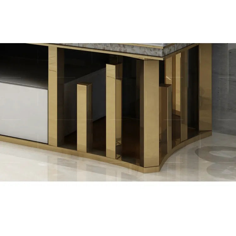 Luxurious Solid Wood Marble Coffee Table with Stainless Steel Accents hlkwd-4110