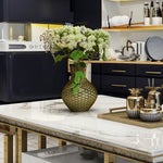 Luxurious Solid Wood Marble Coffee Table with Stainless Steel Accents hlkwd-4110