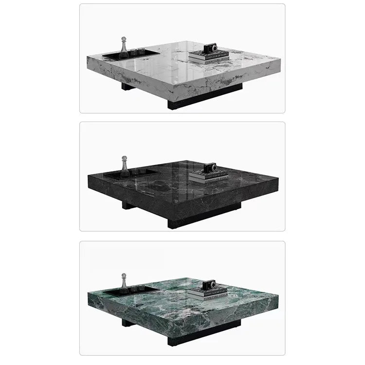 Modern Coffee Table - Ceramic Sintered Stone & Tempered Glass Design for Living Room hlkwd-4115