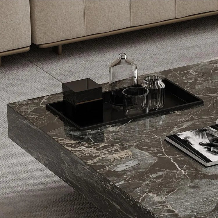 Modern Coffee Table - Ceramic Sintered Stone & Tempered Glass Design for Living Room hlkwd-4115