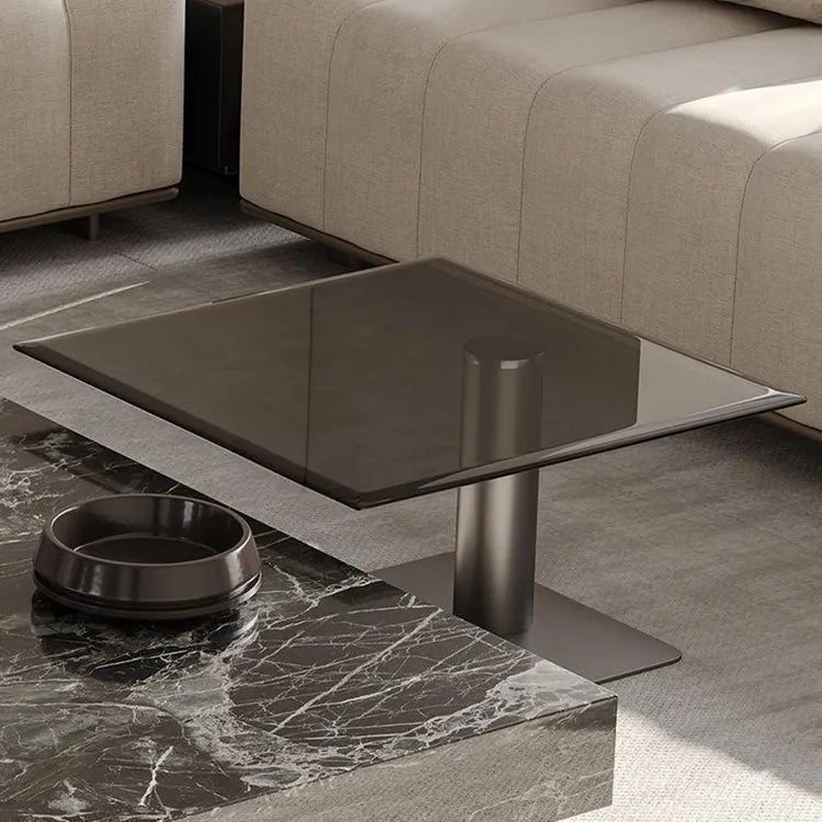 Modern Coffee Table - Ceramic Sintered Stone & Tempered Glass Design for Living Room hlkwd-4115