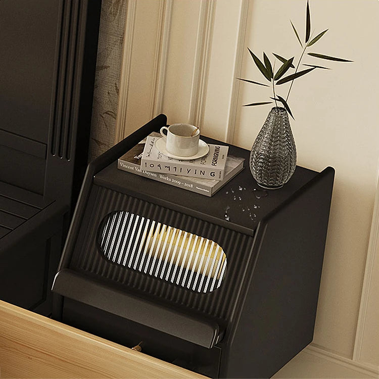 Elegant Glass Bedside Cupboard - Modern Nightstand for Sophisticated Bedrooms hlxl-4397