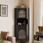 Stylish Glass Ash Wood Corner Cabinet for Modern Living Rooms hlxl-4403