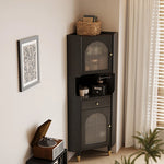 Stylish Glass Ash Wood Corner Cabinet for Modern Living Rooms hlxl-4403