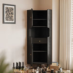 Stylish Glass Ash Wood Corner Cabinet for Modern Living Rooms hlxl-4403