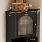 Stylish Glass Ash Wood Corner Cabinet for Modern Living Rooms hlxl-4403