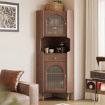 Stylish Glass Ash Wood Corner Cabinet for Modern Living Rooms hlxl-4403